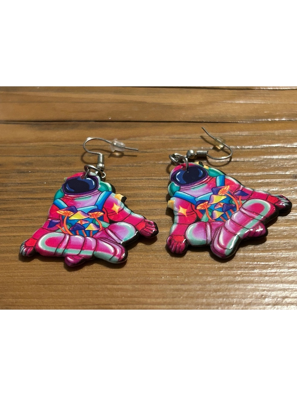 Colorful Astronaut Mushroom Dangle Earrings
